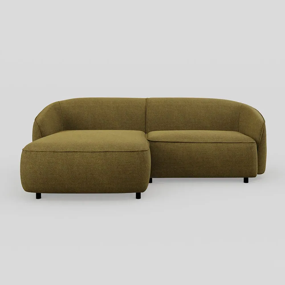 Right Hand Chaise Sofa - Green, Velvet