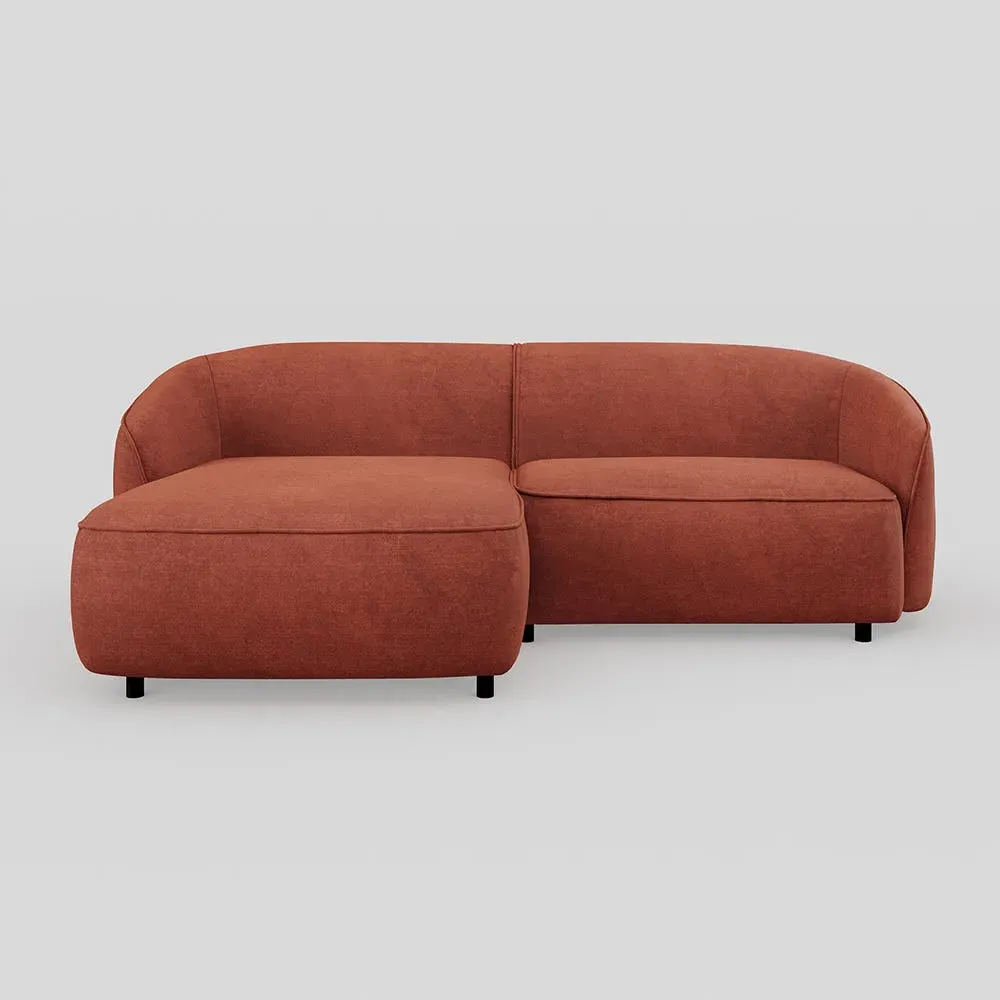 Right Hand Chaise Sofa - Orange, Velvet