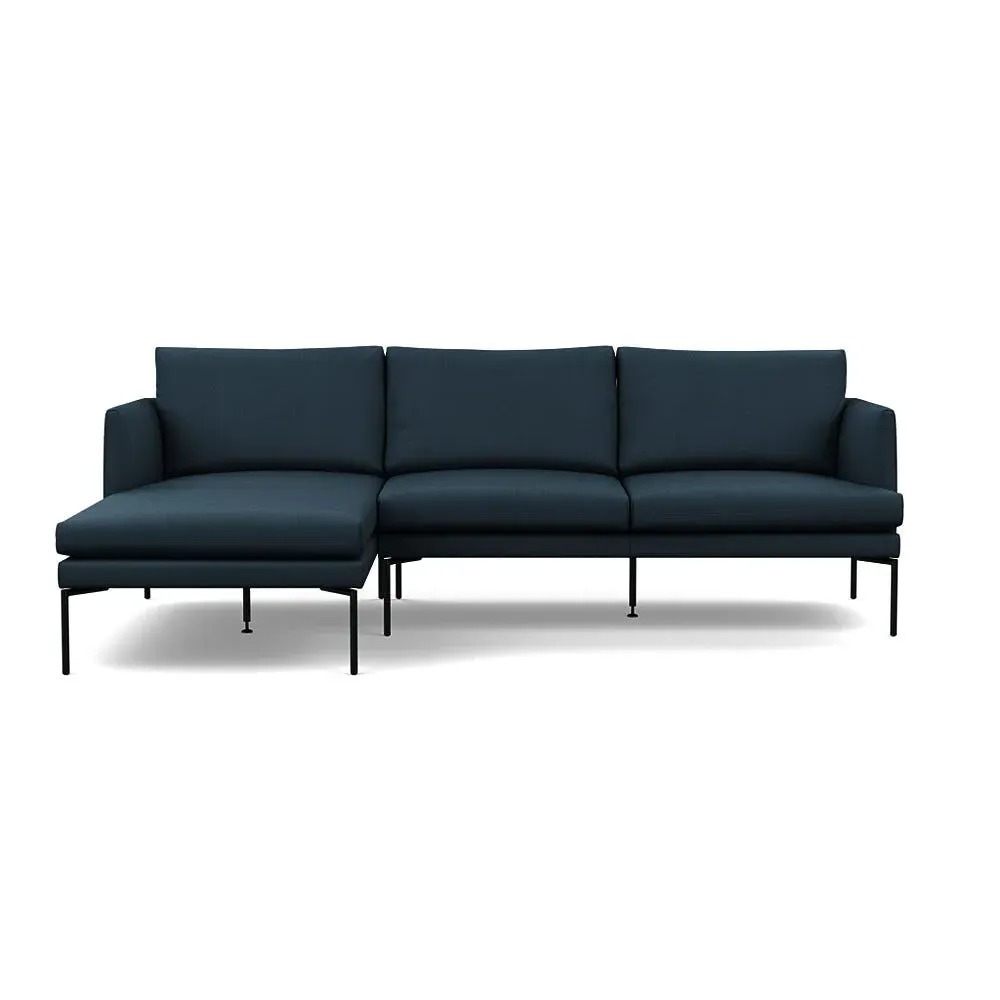 Right Hand Chaise Sofa with Pleated Detail - Blue image