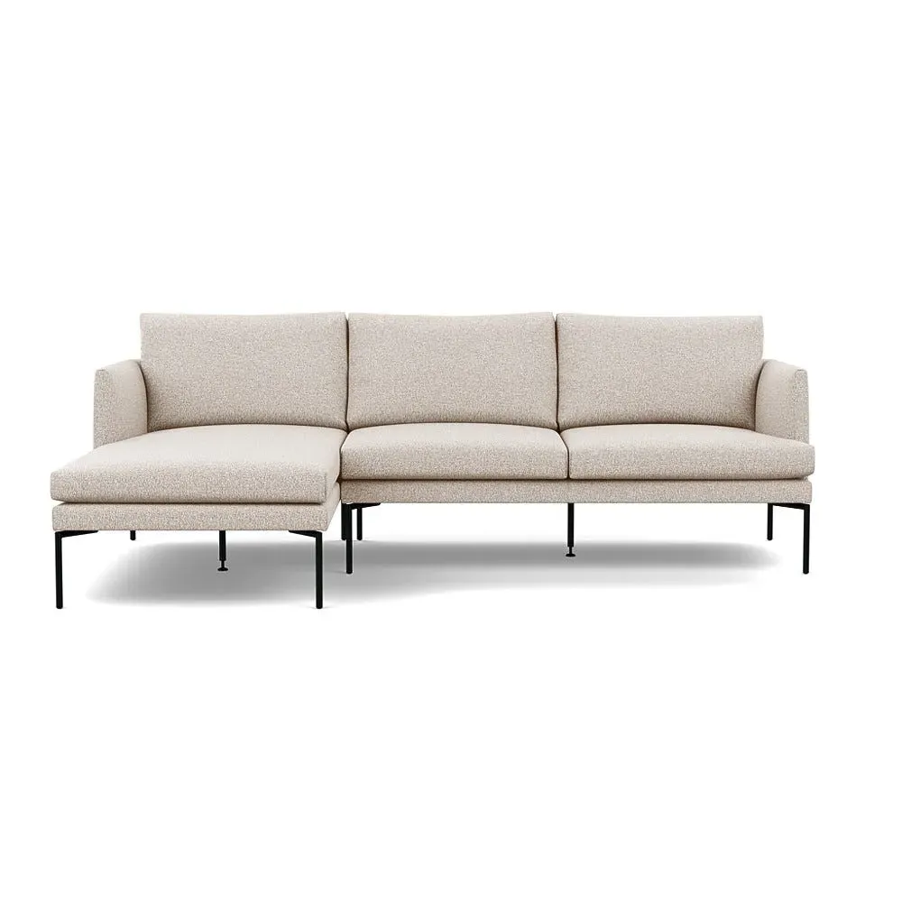 Right Hand Chaise Sofa with Pleated Detail - Cream