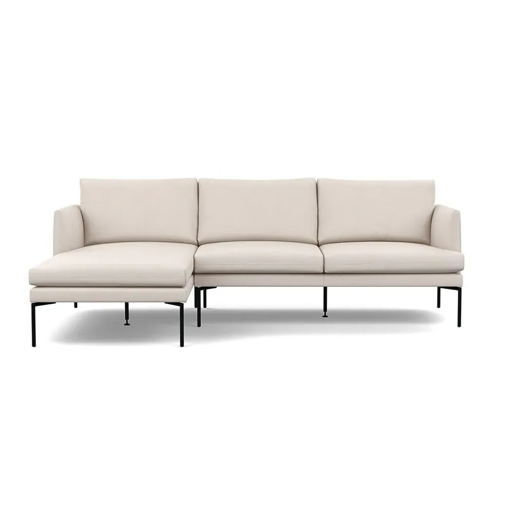 Right Hand Chaise Sofa with Pleated Detail - Cream