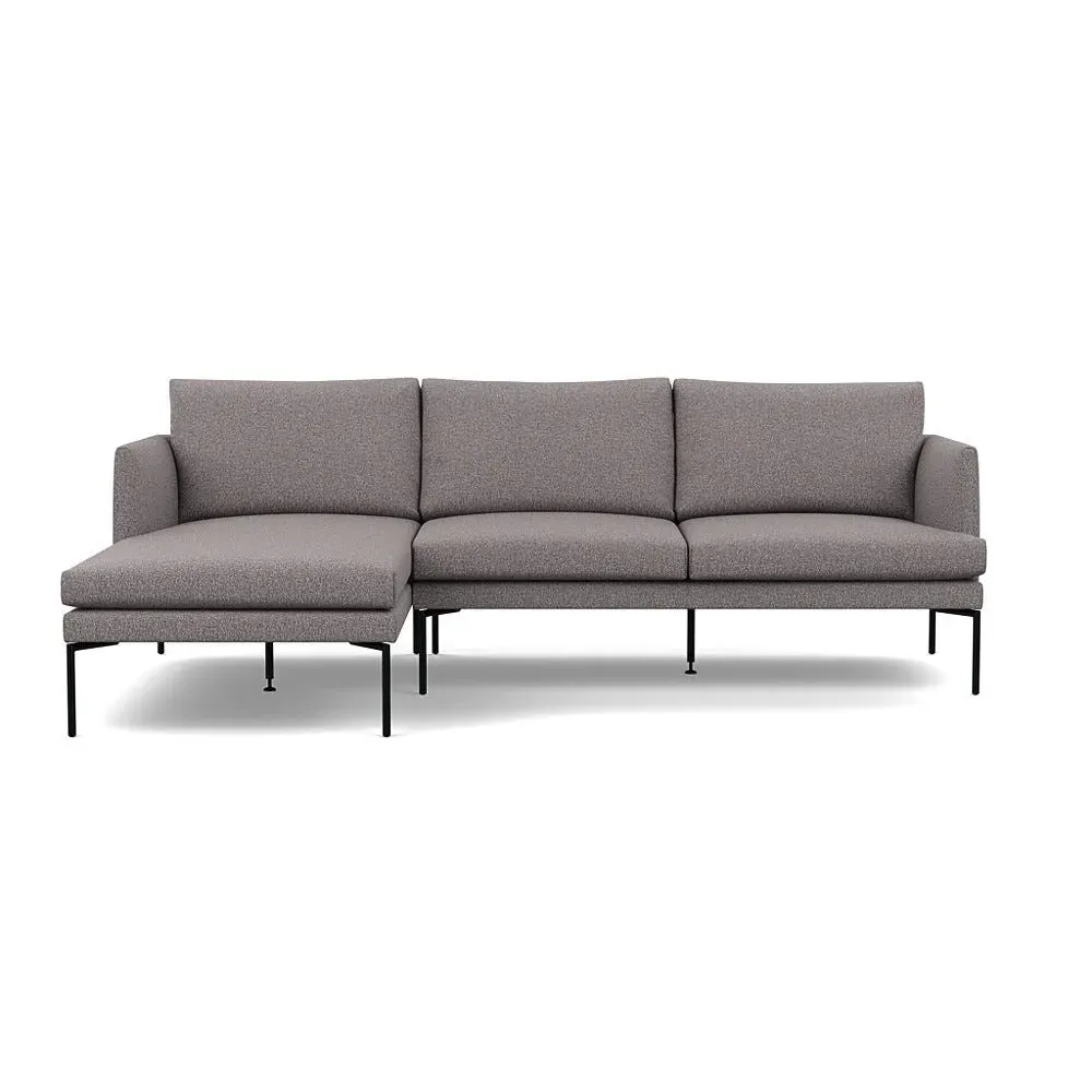 Right Hand Chaise Sofa with Pleated Detail - Grey