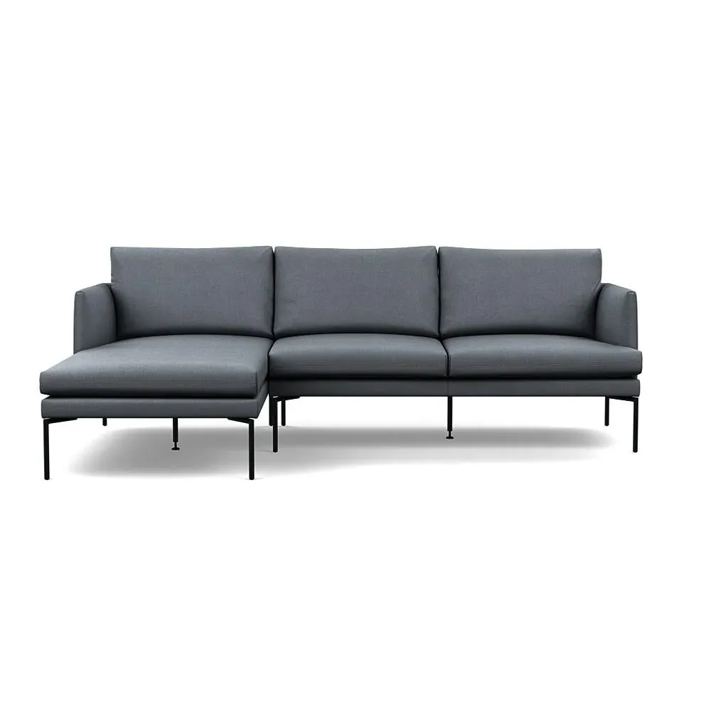 Right Hand Chaise Sofa with Pleated Detail - Grey
