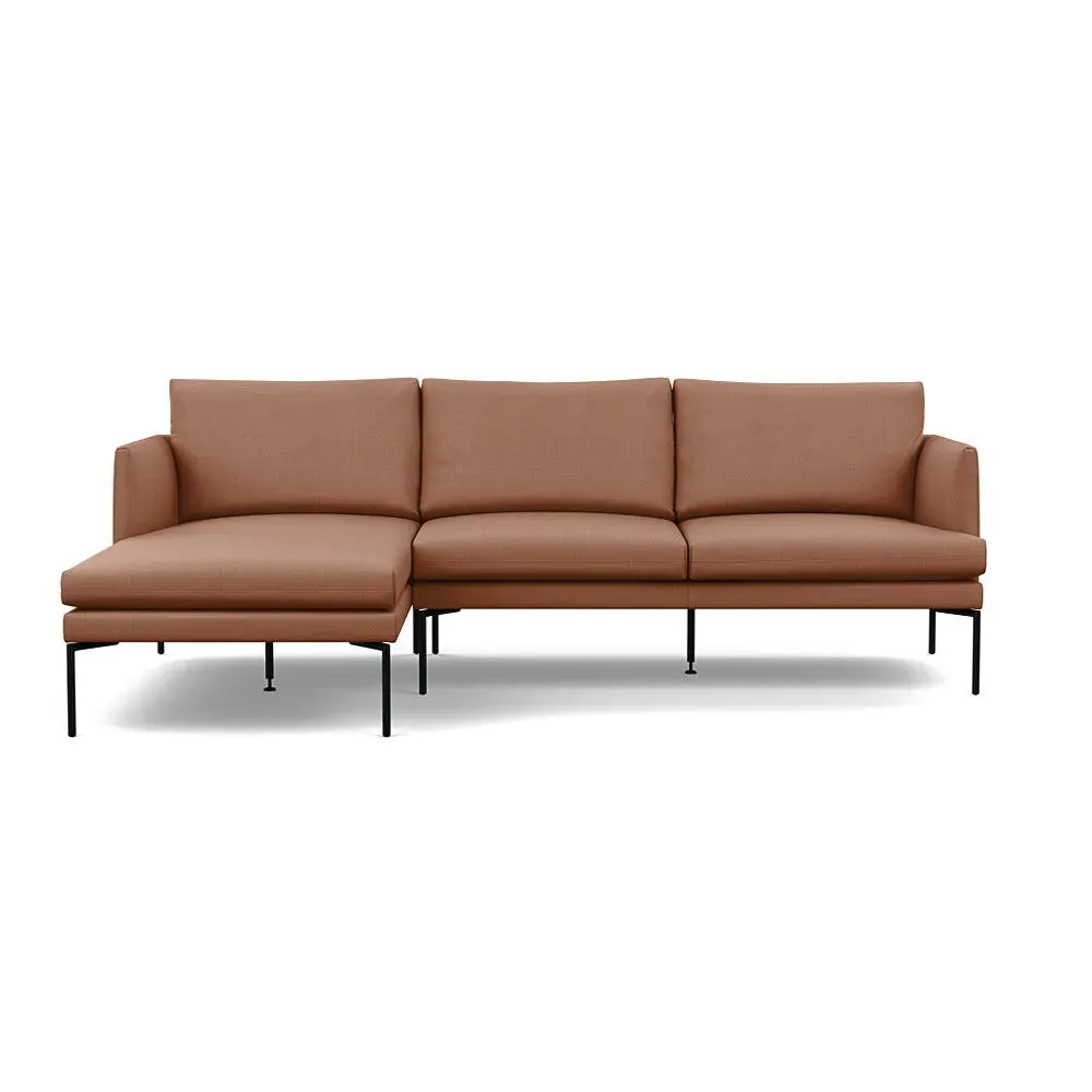 Right Hand Chaise Sofa with Pleated Detail - Pink