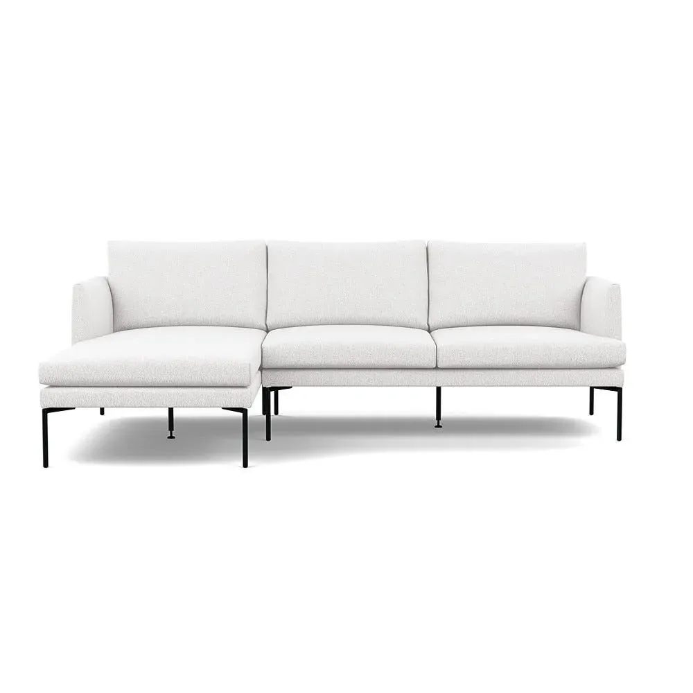 Right Hand Chaise Sofa with Pleated Detail - White