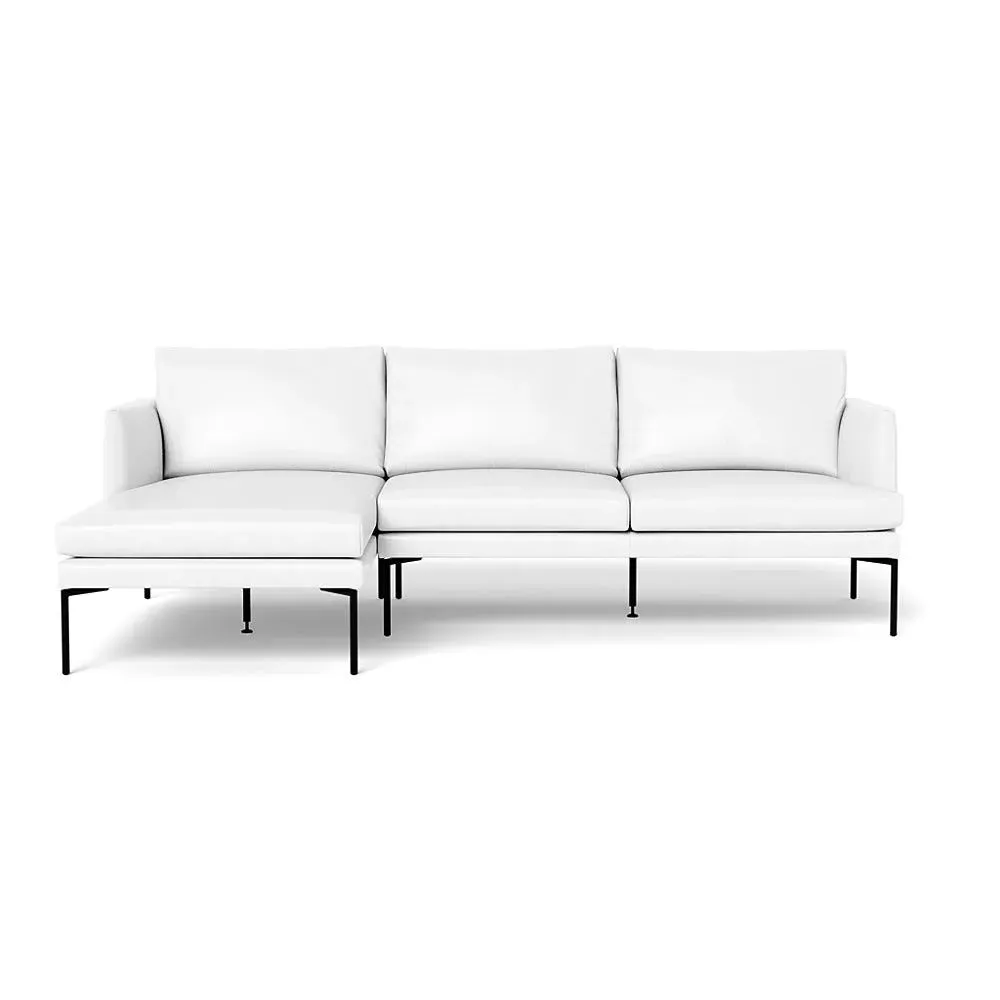 Right Hand Chaise Sofa with Pleated Detail - White