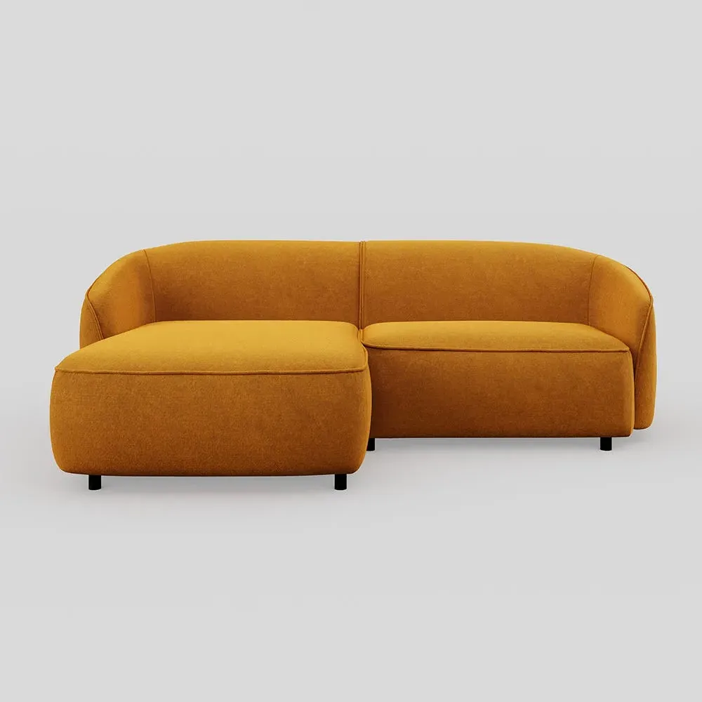 Right Hand Chaise Sofa - Yellow, Velvet