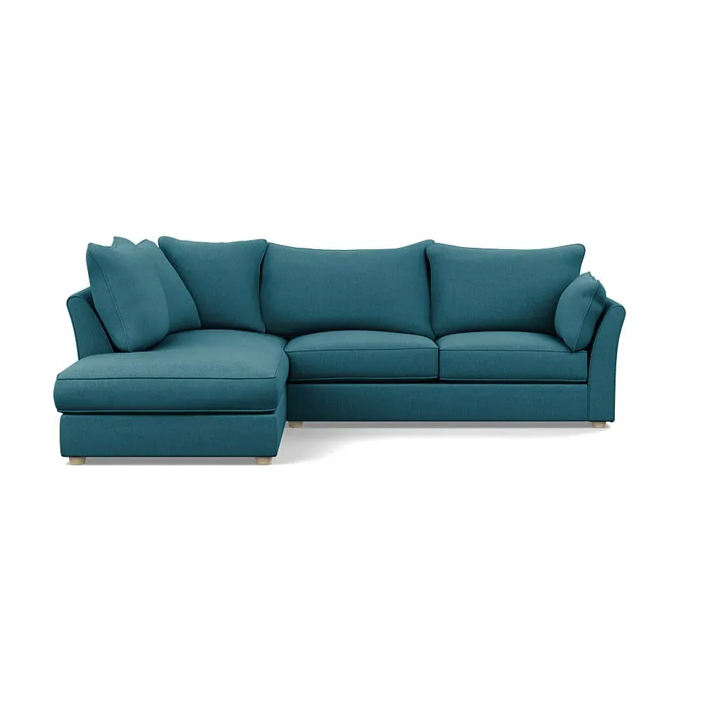 Right Hand Corner Sofa - Blue, Brushed Cotton image