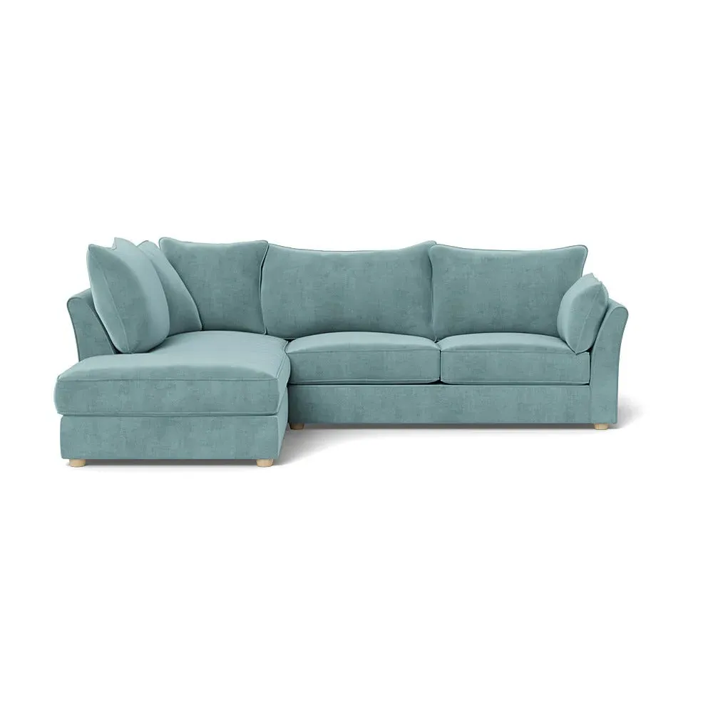 Right Hand Corner Sofa - Blue, Velvet image