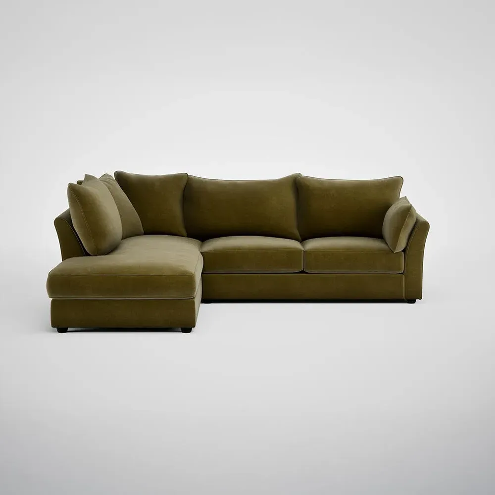 Right Hand Corner Sofa - Green, Velvet image