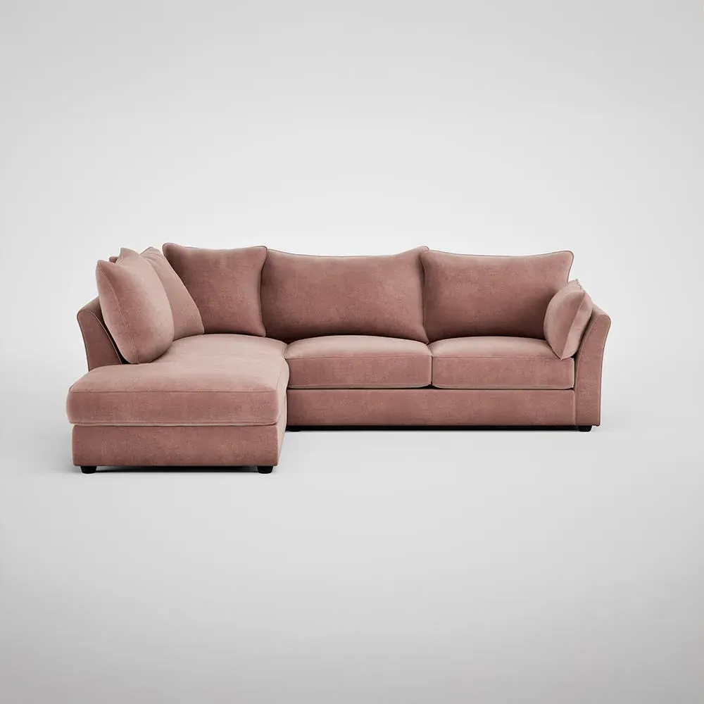 Right Hand Corner Sofa - Pink, Velvet image