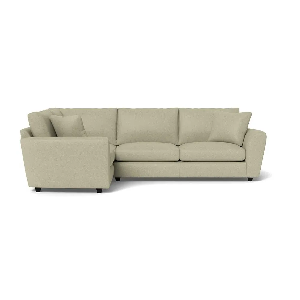 Right Hand Corner Sofa with Curved Arms - Cream, Cotton image