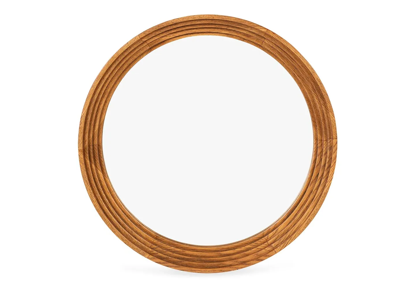 Round Wall Mirror - Light Wood, Oak image