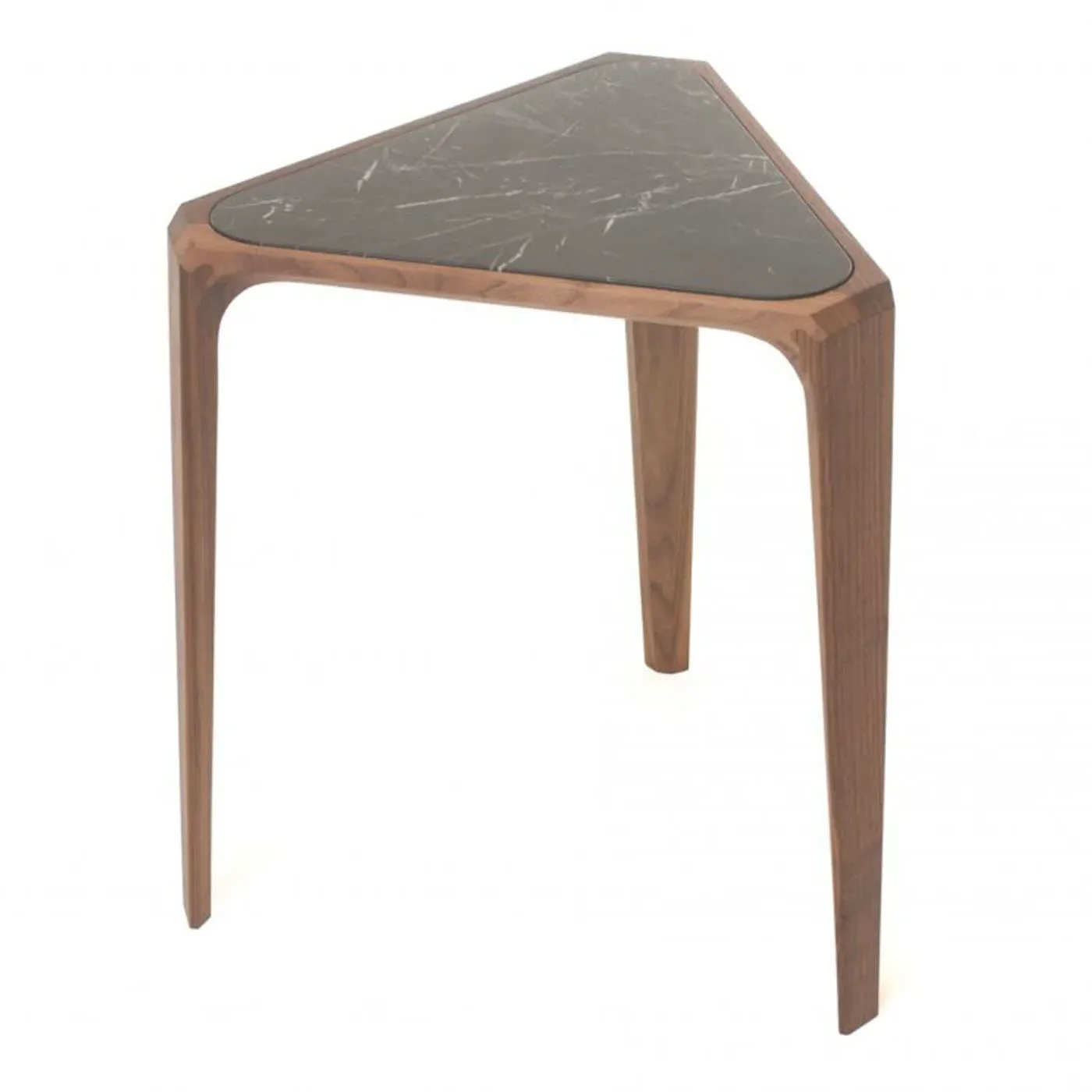 Side Table with Marble Inlay - Black, Walnut