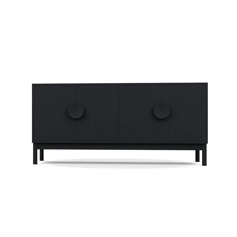Sideboard with Black Doors - Black, Walnut image