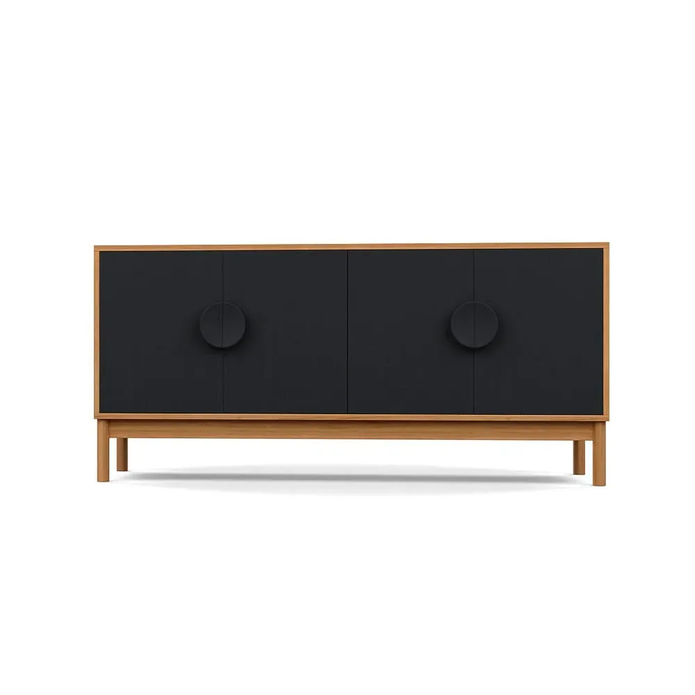 Sideboard with Black Doors - Multi, Oak