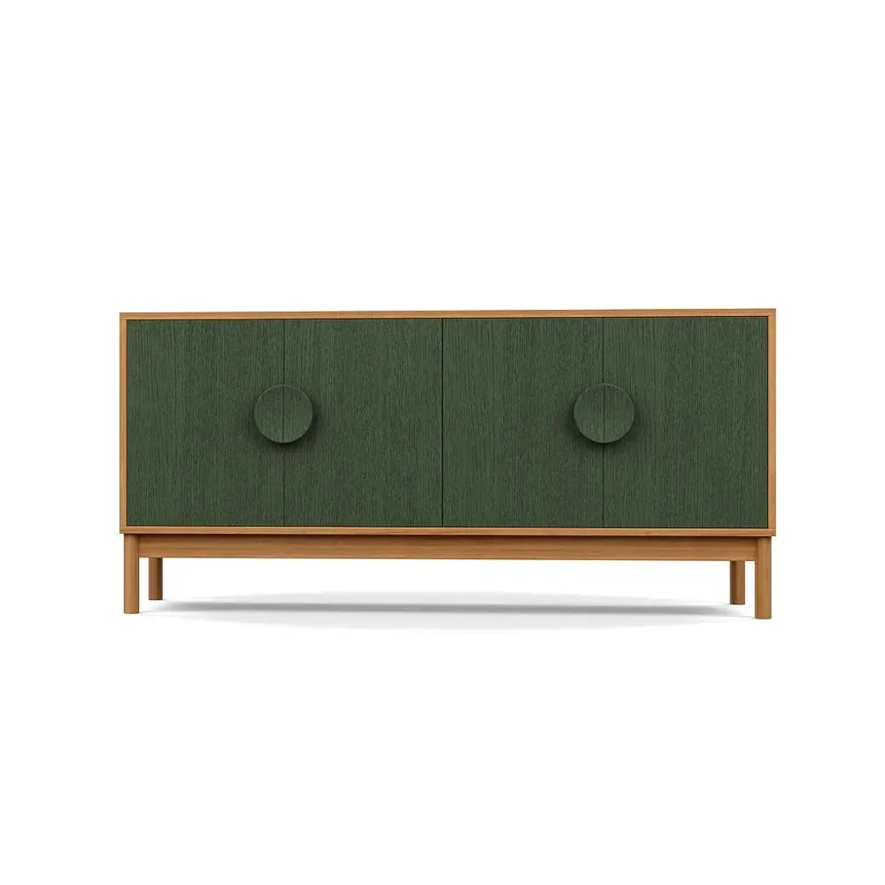 Sideboard with Green Doors - Multi, Oak