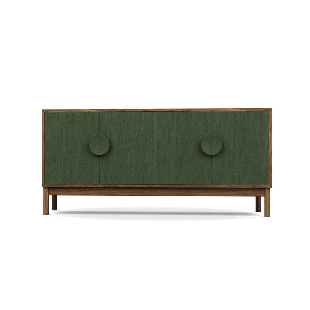 Sideboard with Green Doors - Multi, Walnut