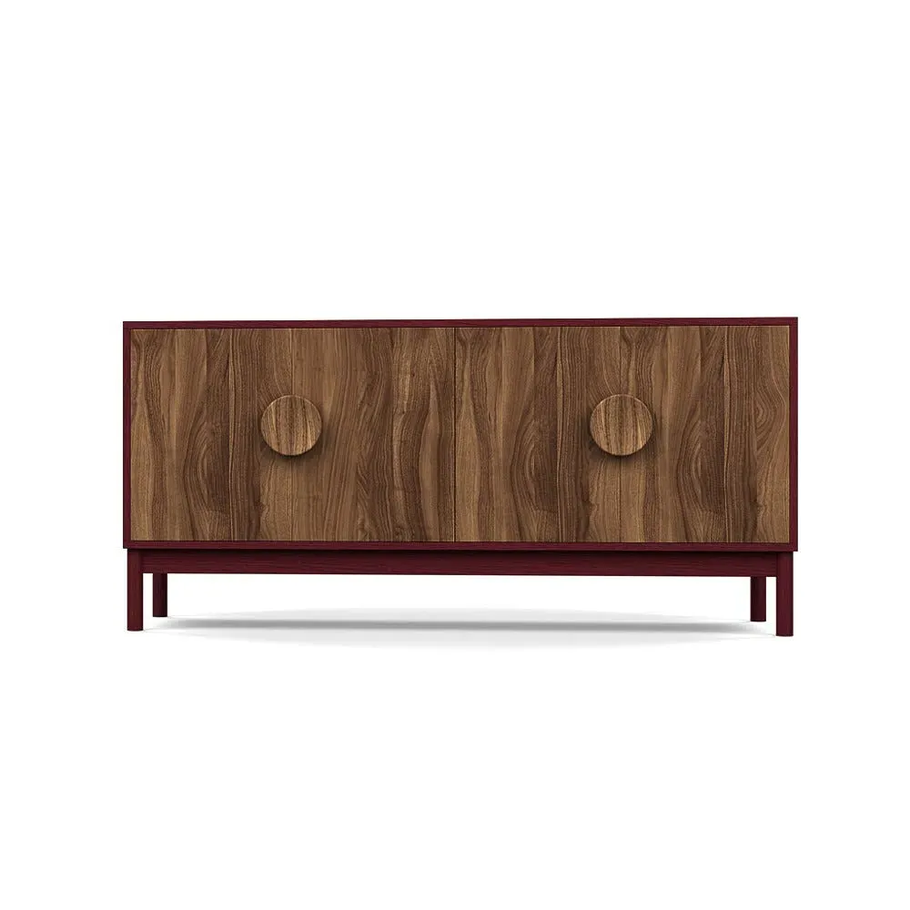 Sideboard with Red Doors - Multi, Walnut