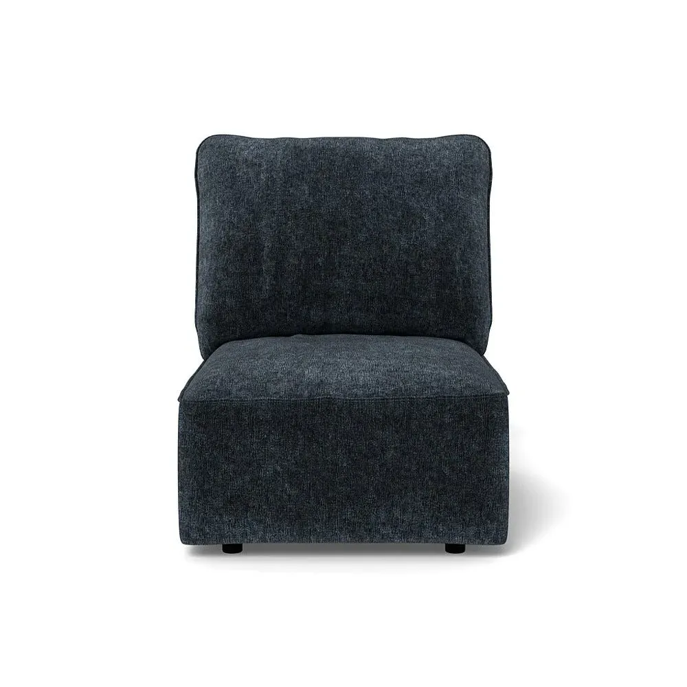 Single Armchair Unit - Blue, Boucle Velvet