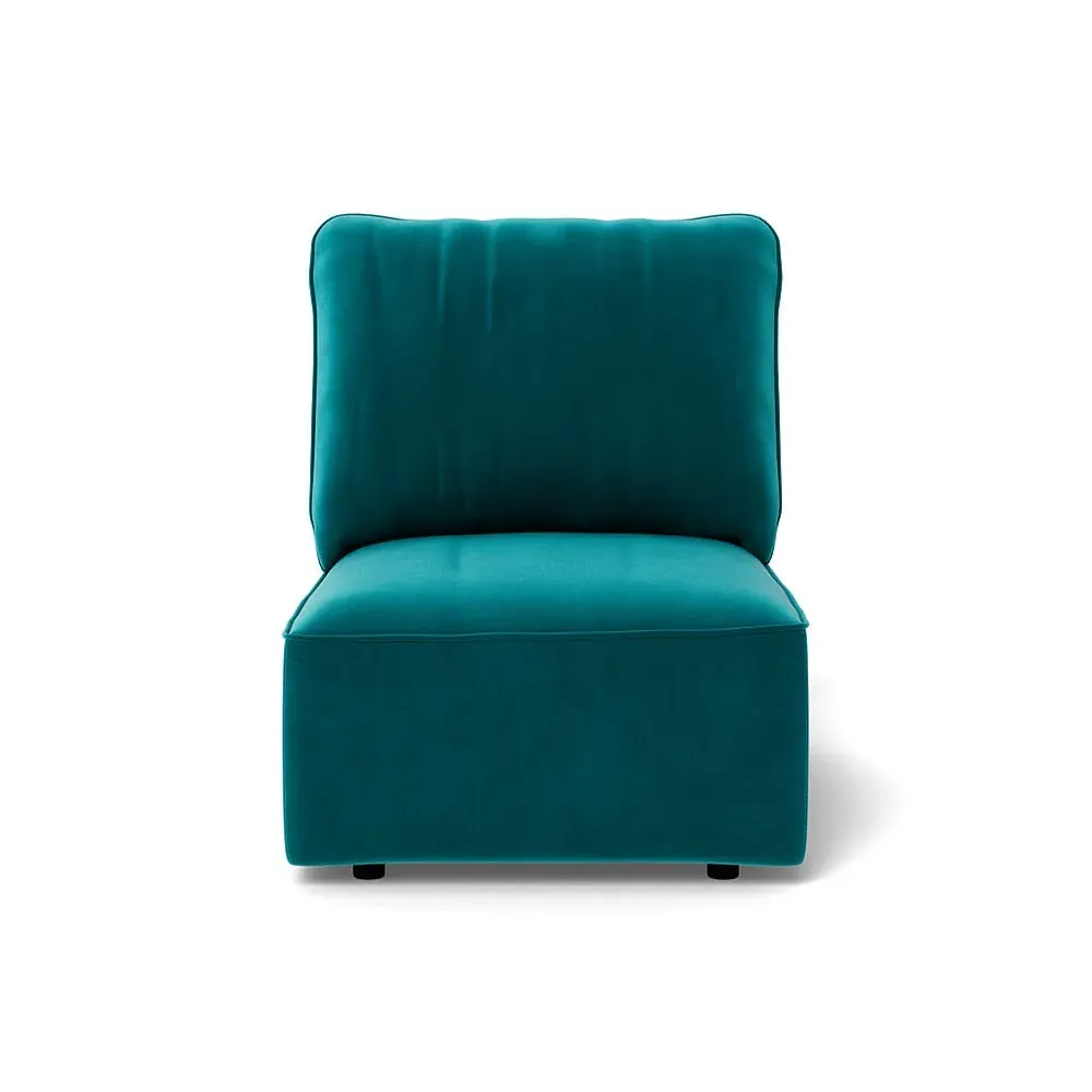 Single Armchair Unit - Blue, Smart Velvet