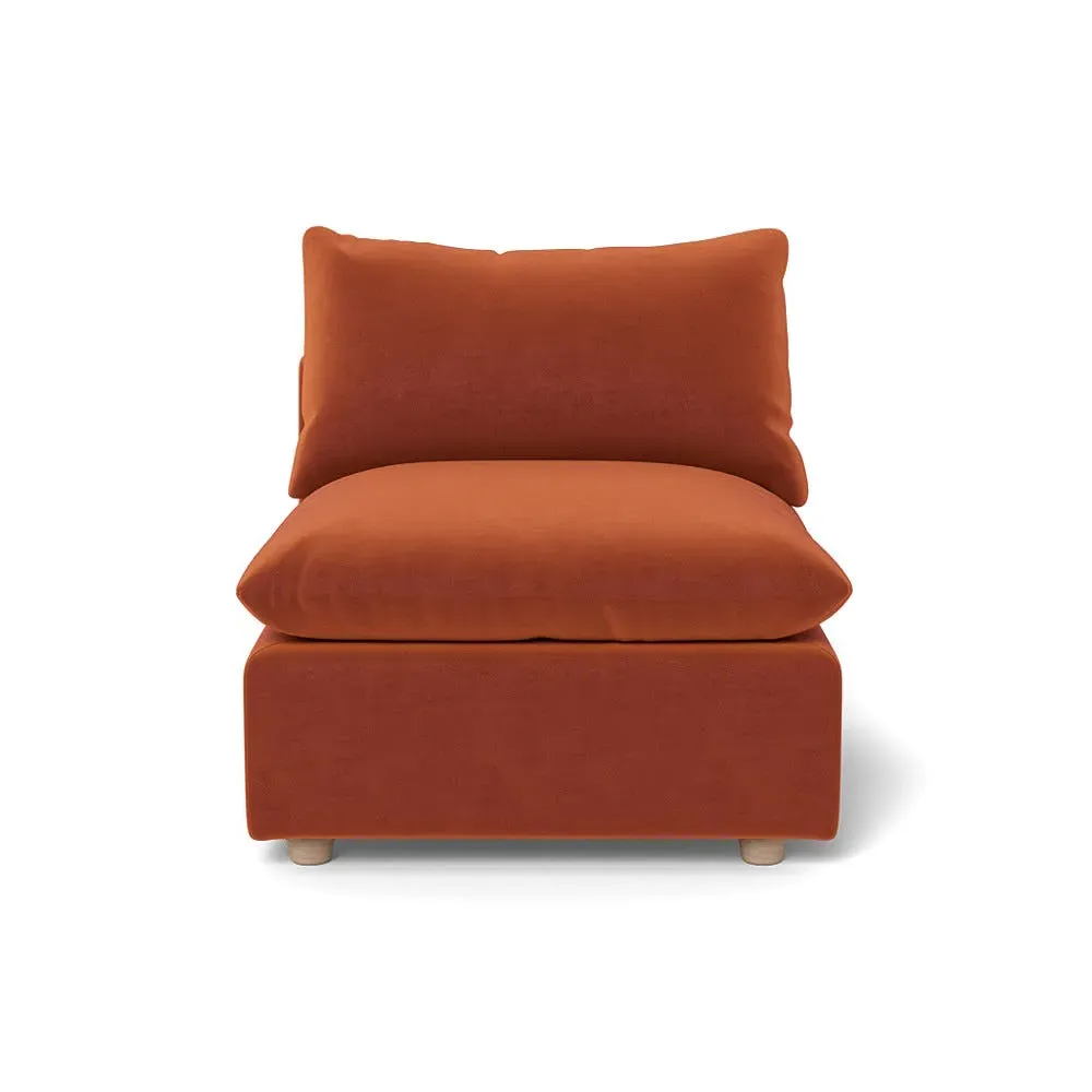 Single Armchair with Feather Fill - Brown, Velvet