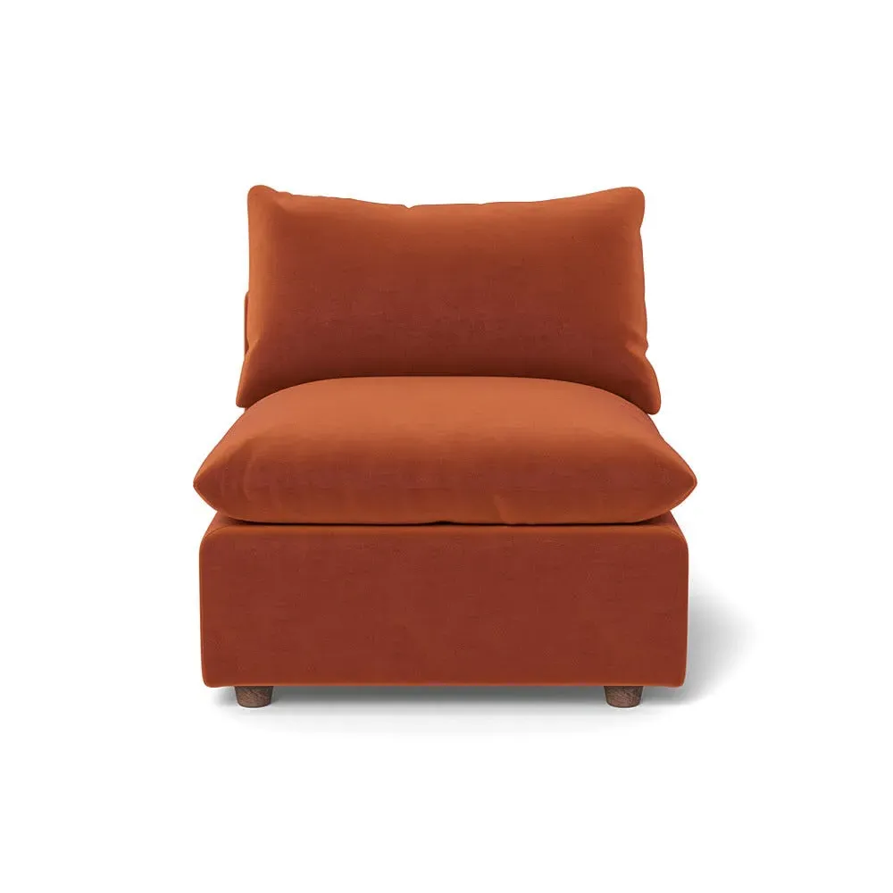 Single Armchair with Feather Fill - Brown, Velvet