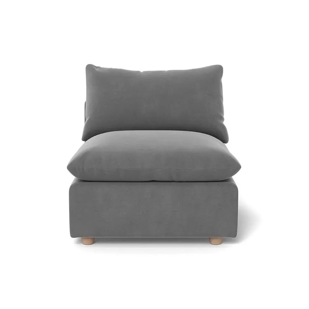 Single Armchair with Feather Fill - Grey, Velvet