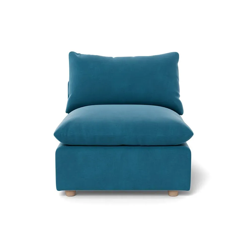 Single Armchair with Feather Fill - Ocean, Velvet