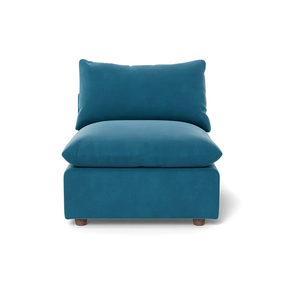 Single Armchair with Feather Fill - Ocean, Velvet