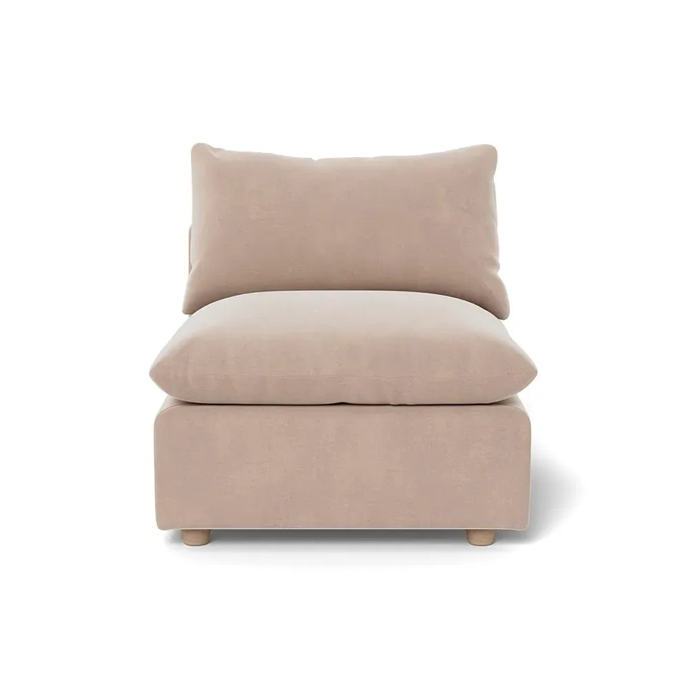 Single Armchair with Feather Fill - Pebble, Velvet