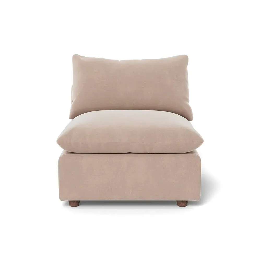 Single Armchair with Feather Fill - Pebble, Velvet