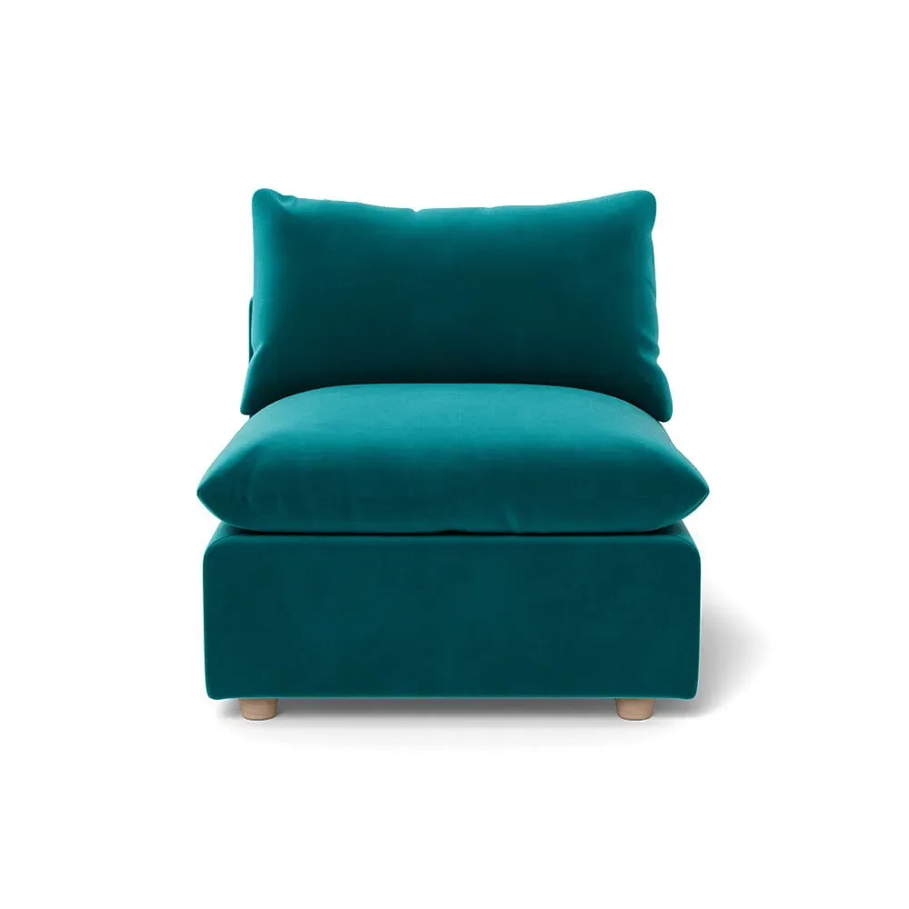 Single Armchair with Smart Velvet - Blue, Velvet