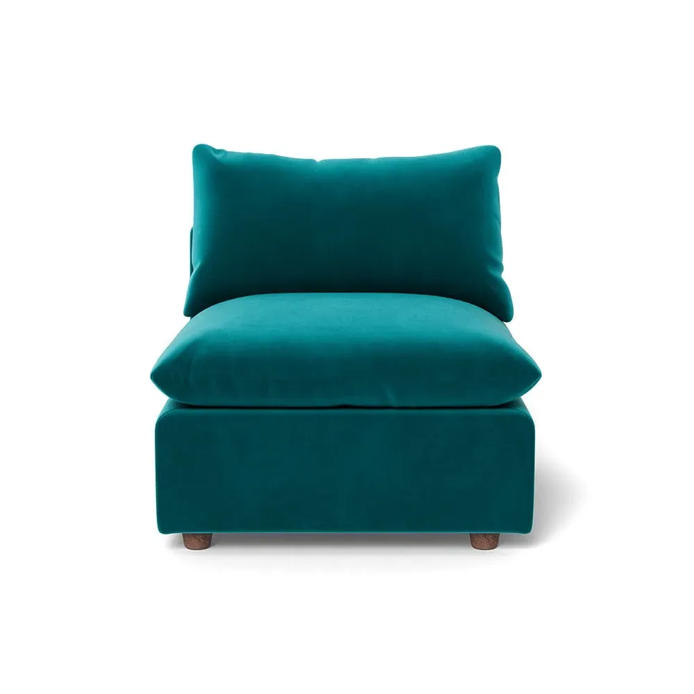 Single Armchair with Smart Velvet - Blue, Velvet