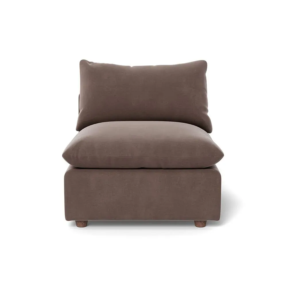 Single Armchair with Smart Velvet - Brown, Velvet