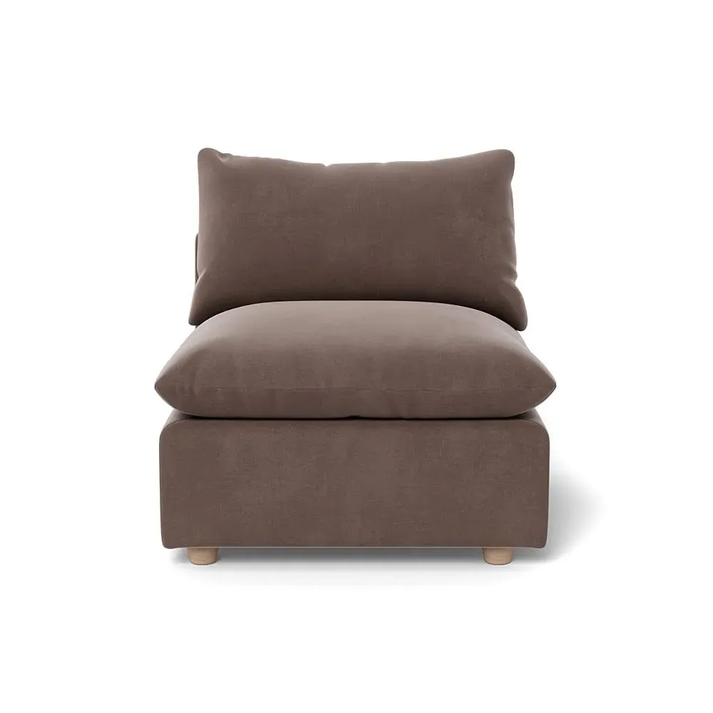 Single Armchair with Smart Velvet - Brown, Velvet