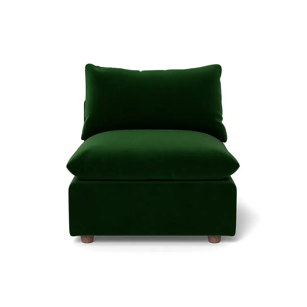 Single Armchair with Smart Velvet - Green, Velvet