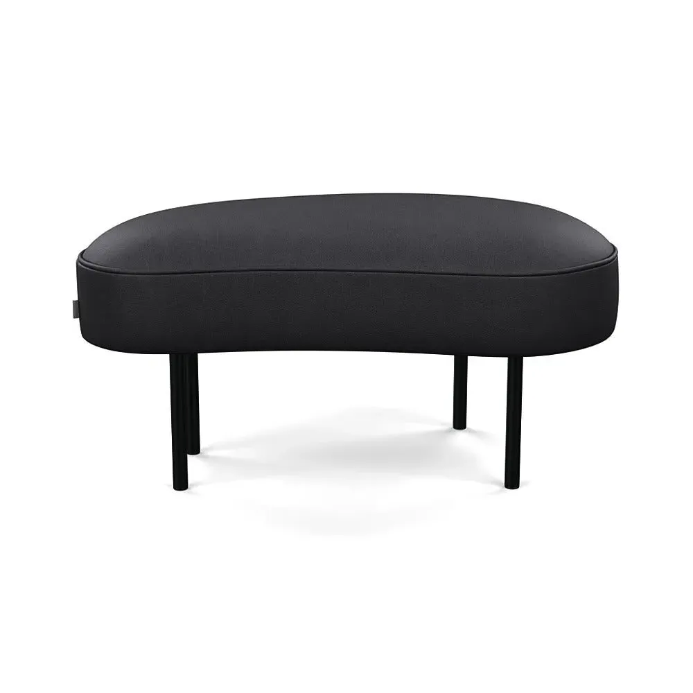 Small Ottoman with Black Feet - Black, Leather
