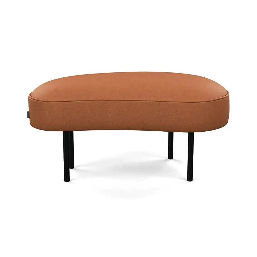 Small Ottoman with Black Feet - Brown, Leather