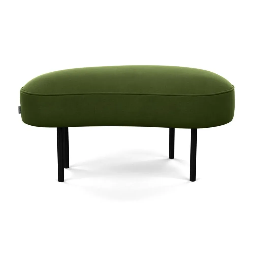Small Ottoman with Black Feet - Green, Velvet