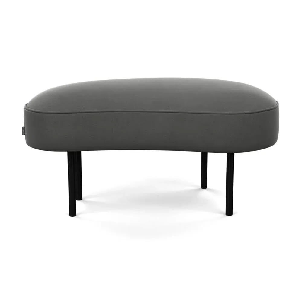 Small Ottoman with Black Feet - Grey, Velvet