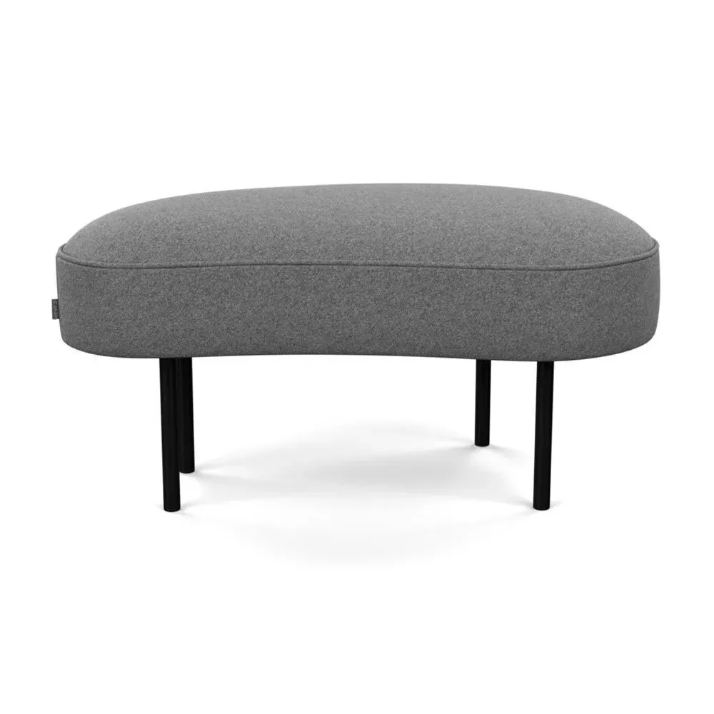 Small Ottoman with Black Feet - Grey, Wool