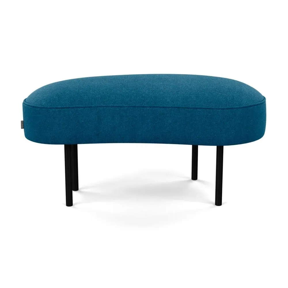 Small Ottoman with Black Feet - Teal, Wool