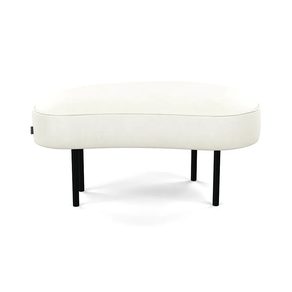 Small Ottoman with Black Feet - White, Leather