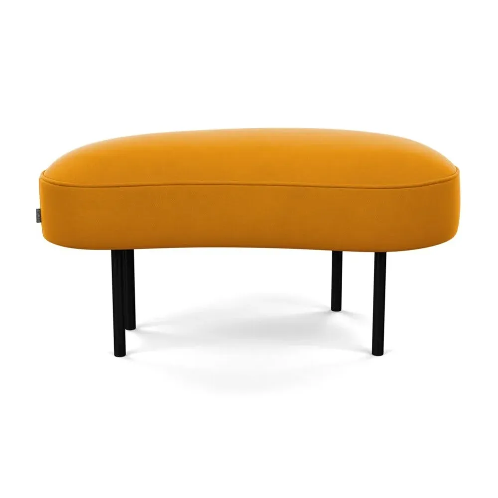 Small Ottoman with Black Feet - Yellow, Velvet