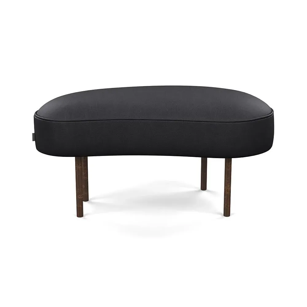 Small Ottoman with Bronze Feet - Black, Leather