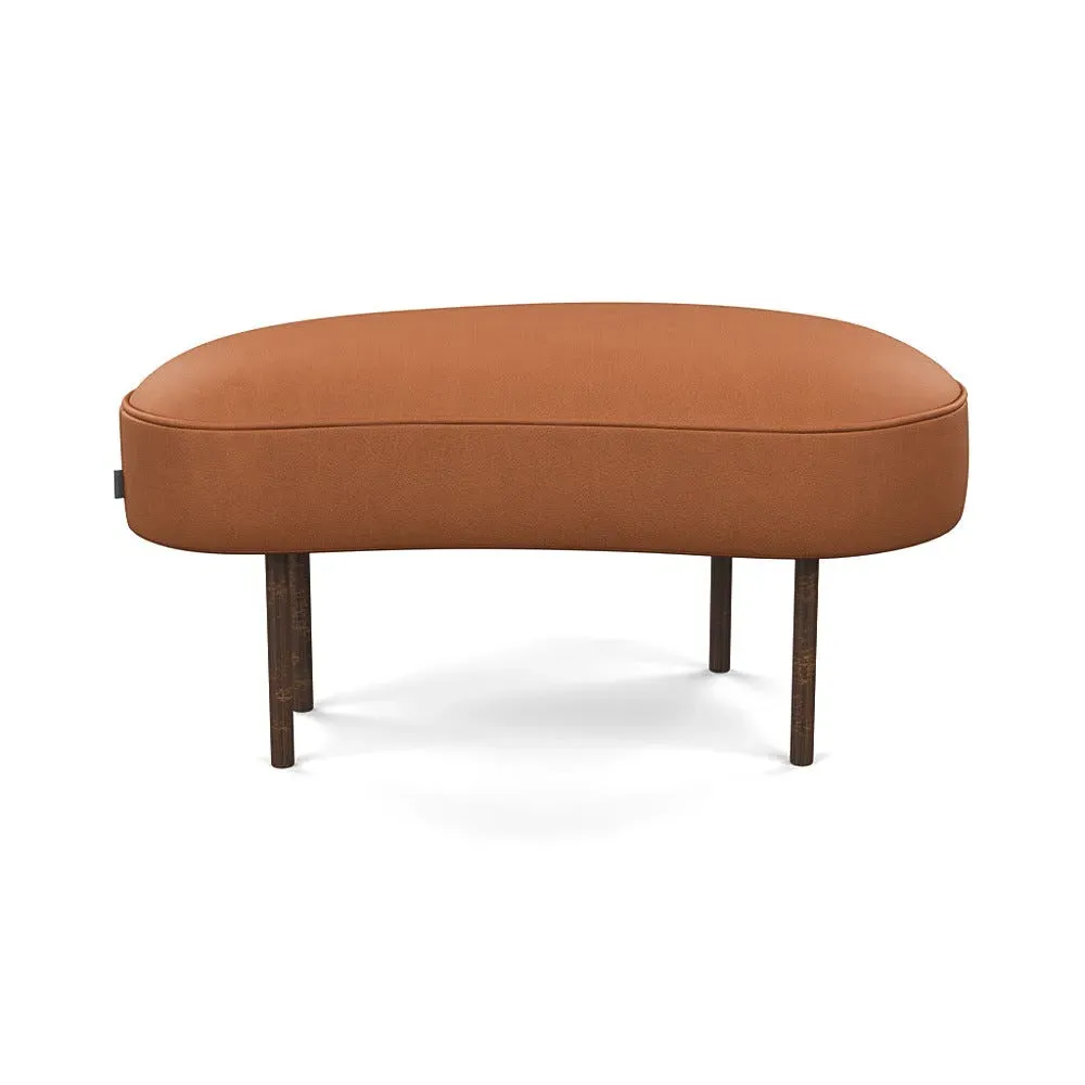 Small Ottoman with Bronze Feet - Brown, Leather