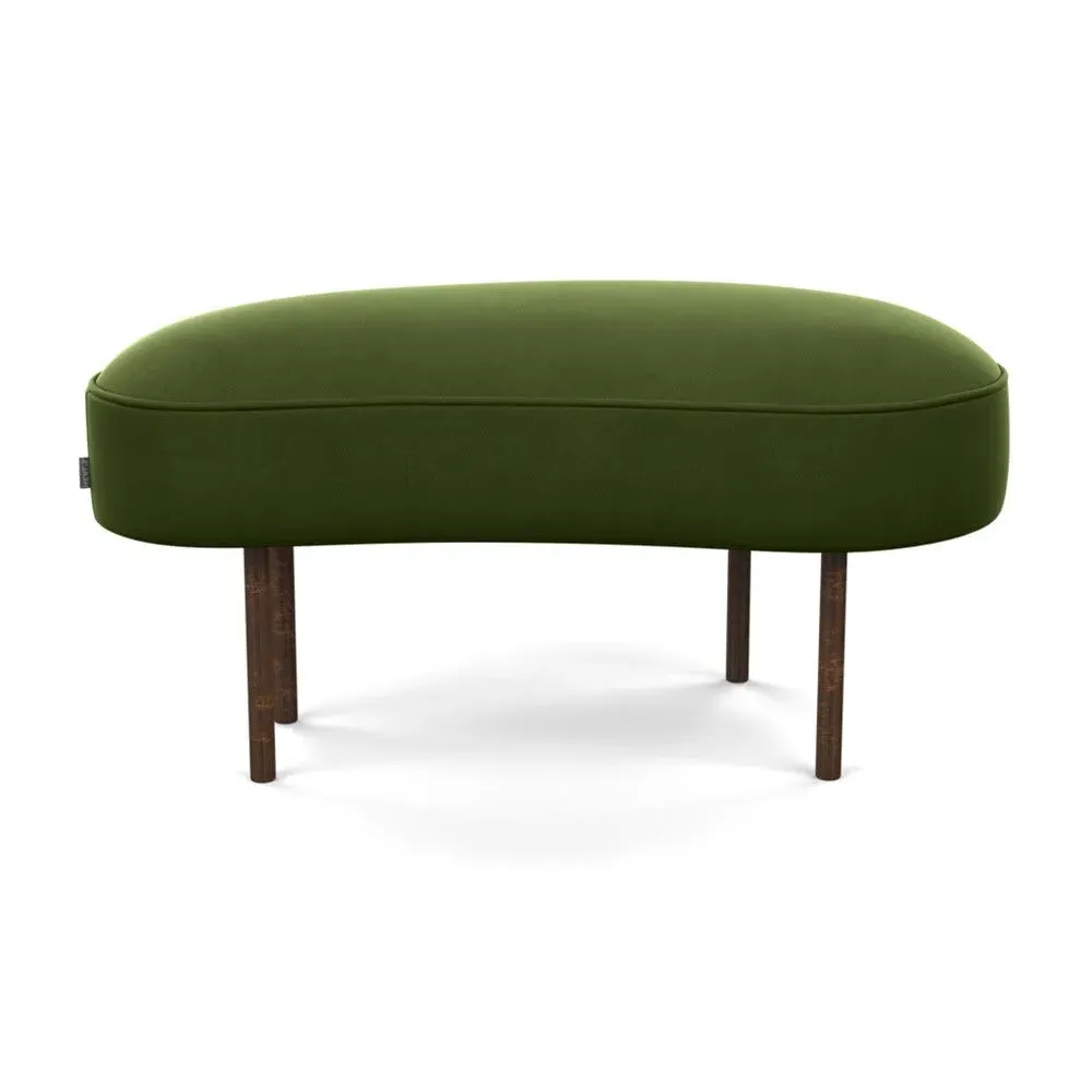 Small Ottoman with Bronze Feet - Green, Velvet