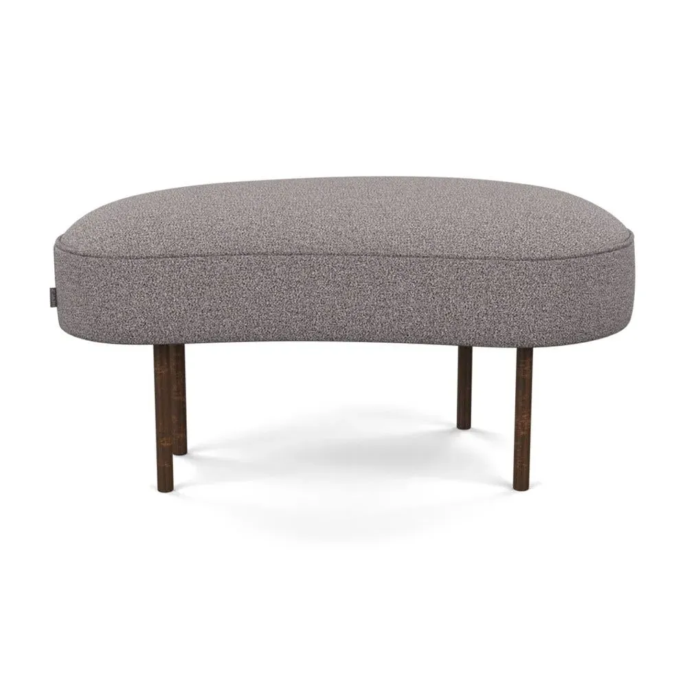 Small Ottoman with Bronze Feet - Grey, Boucle
