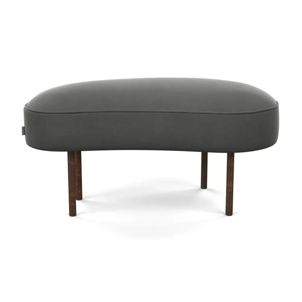 Small Ottoman with Bronze Feet - Grey, Velvet